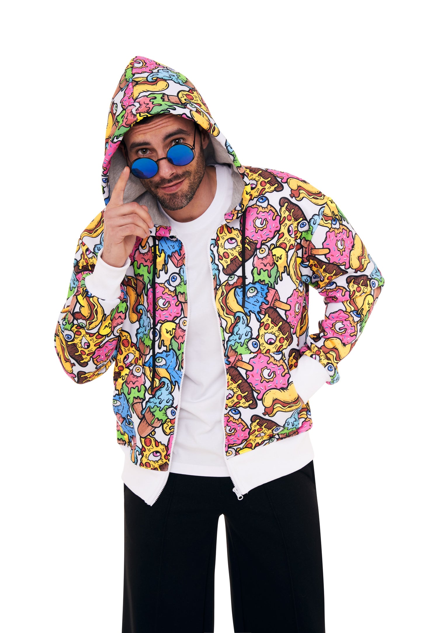 Felpa Zip Con Cappuccio All Over Food - UNISEX