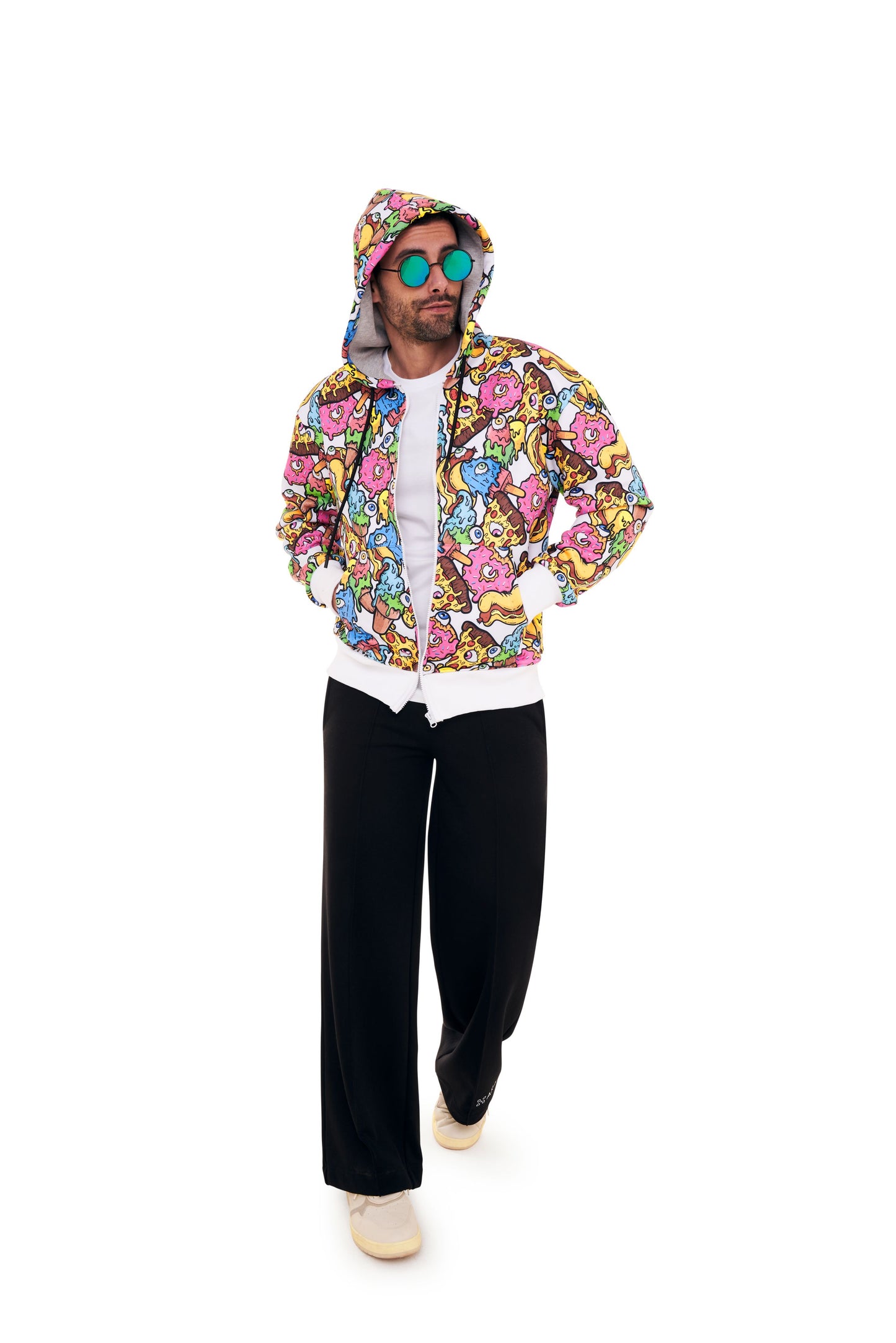 Felpa Zip Con Cappuccio All Over Food - UNISEX