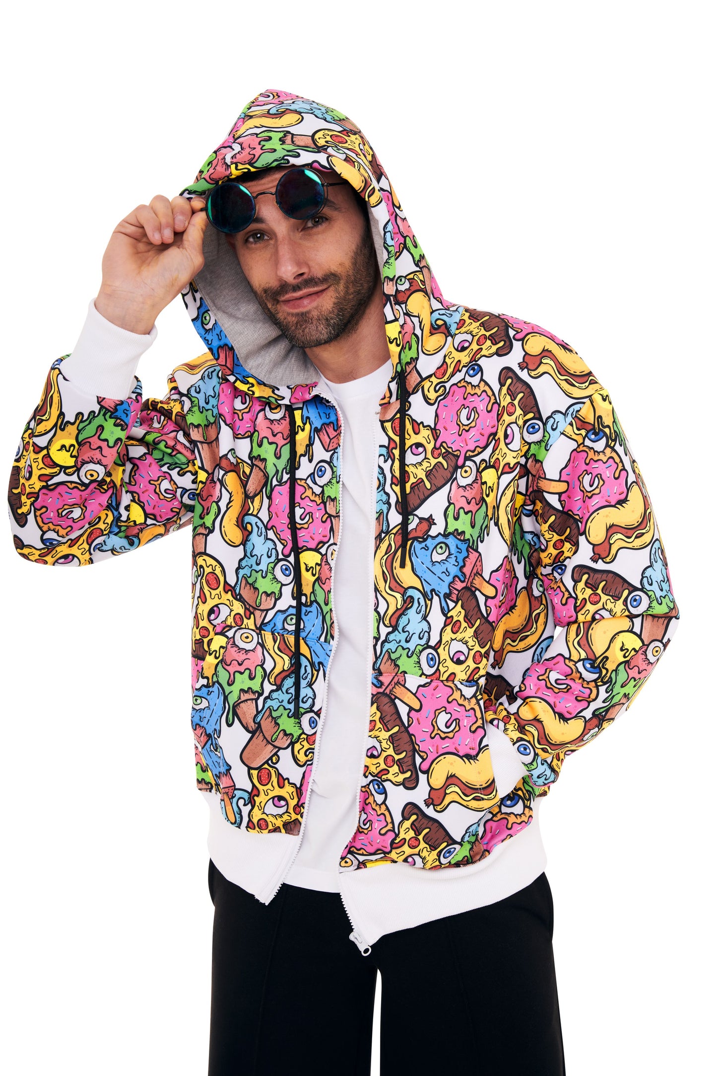 Felpa Zip Con Cappuccio All Over Food - UNISEX